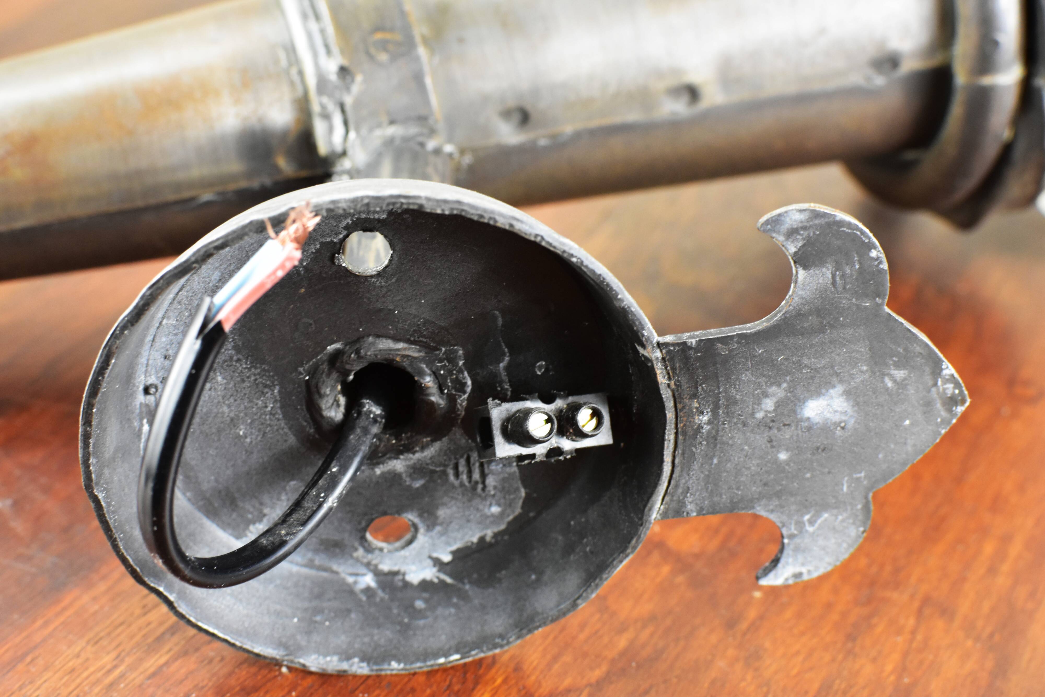 metal torch, glass flame