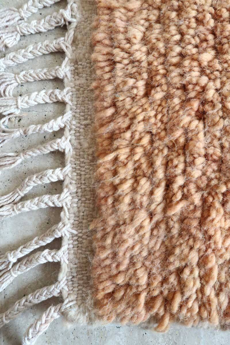 Large Berber rug Beni Ouarain ochre mottled wool
