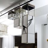 Ensemble de trois suspensions en verre américain, vers 1940