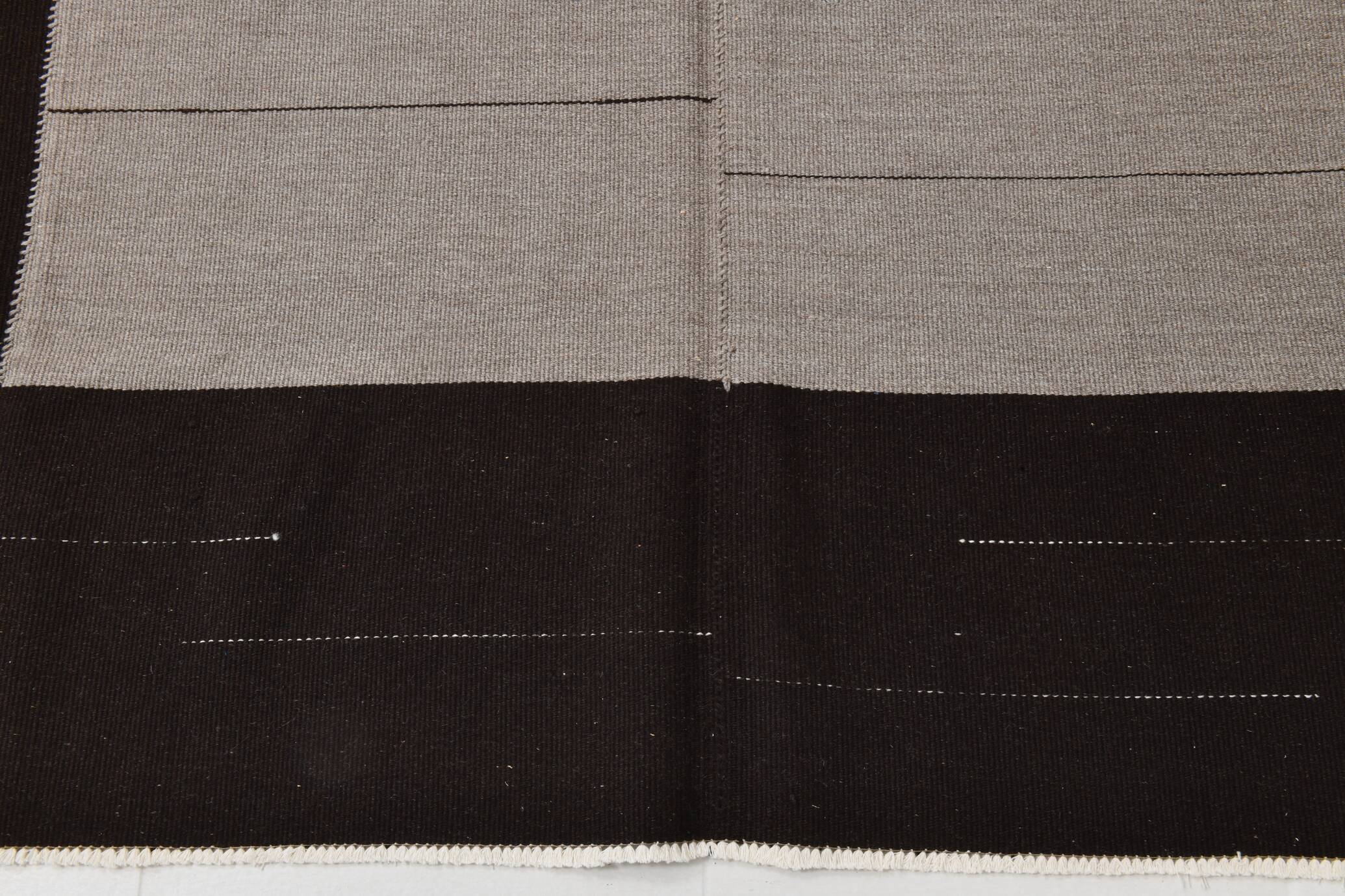 8x10 Contemporary Gray Black Vintage Kilim Rug, 225x325Cm