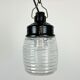 Industrial Bakelite Pendant Light with Ribbed Glass, 1970s