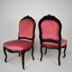 Napoleon III chairs in blackened wood and pink velvet, France, circa 1870.