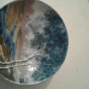 Porcelain cut.  Camille Tharaud (1878-1951), landscape décor