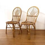 Pair of vintage 1960s rattan chairs