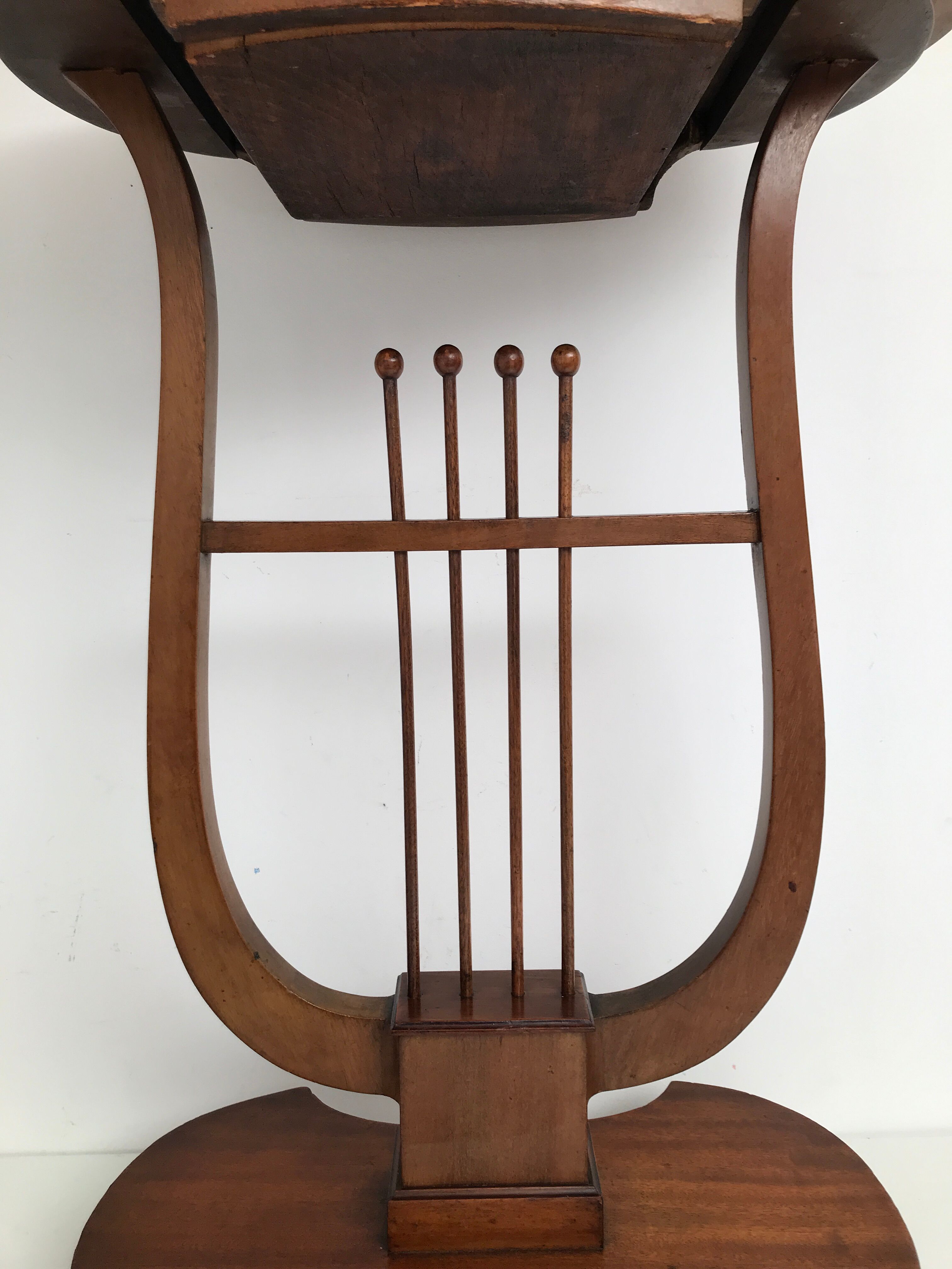 19th-century vintage lyre table
