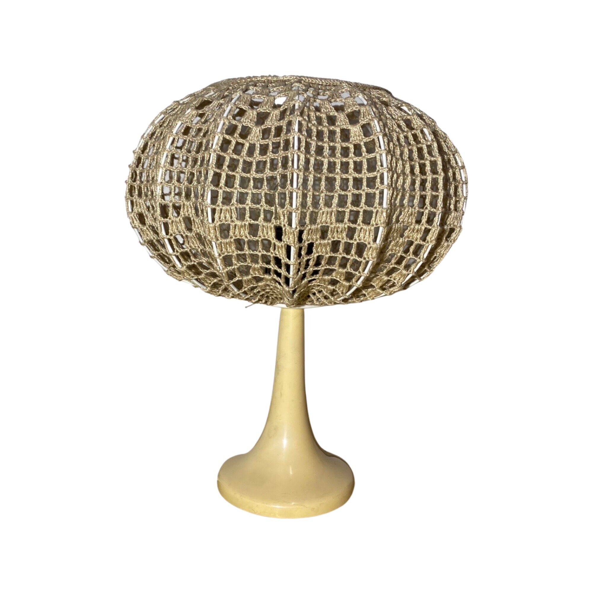 Vintage Tulip Lamp ARO Germany | 1960s German Designer Lighting With Tulip Base And Cotton Shade