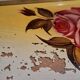 Plateau Art Déco peinture sur verre et bois