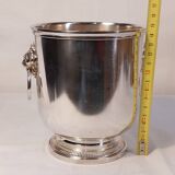 Silver-plated metal table ice bucket with lion head decoration