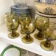 6 stemmed glasses in green blown glass