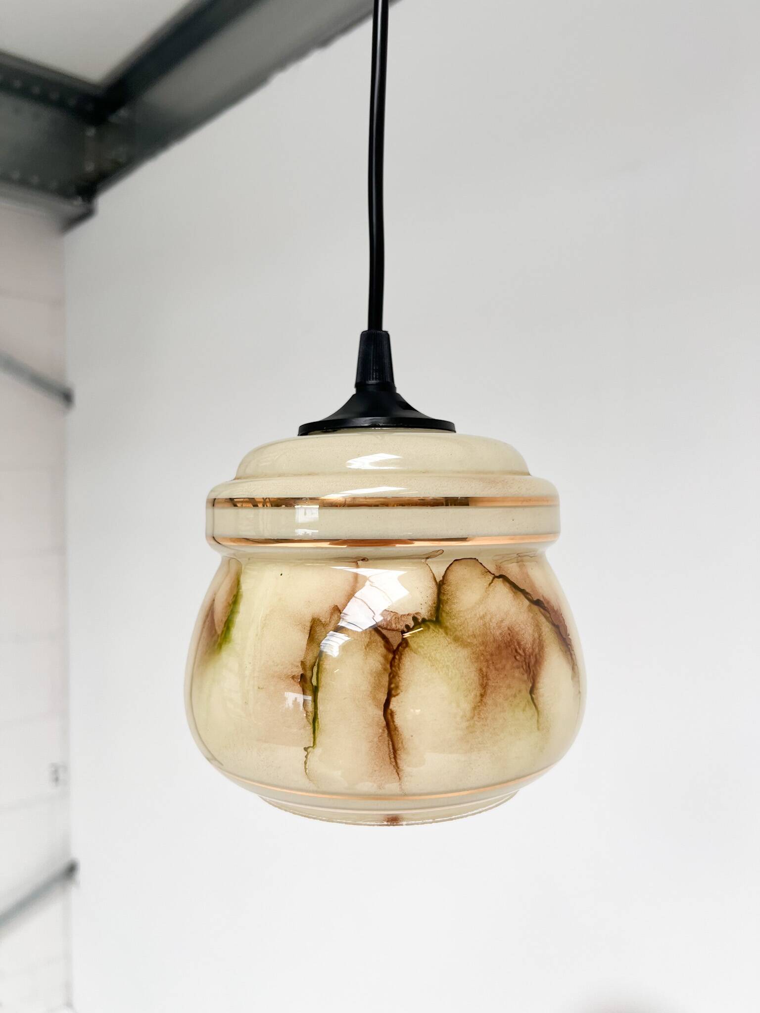 Set of 2 vintage ceiling lamps with marble pattern, 1960s