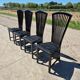 Set 4 postmodern black lacquer dining chairs 1980s