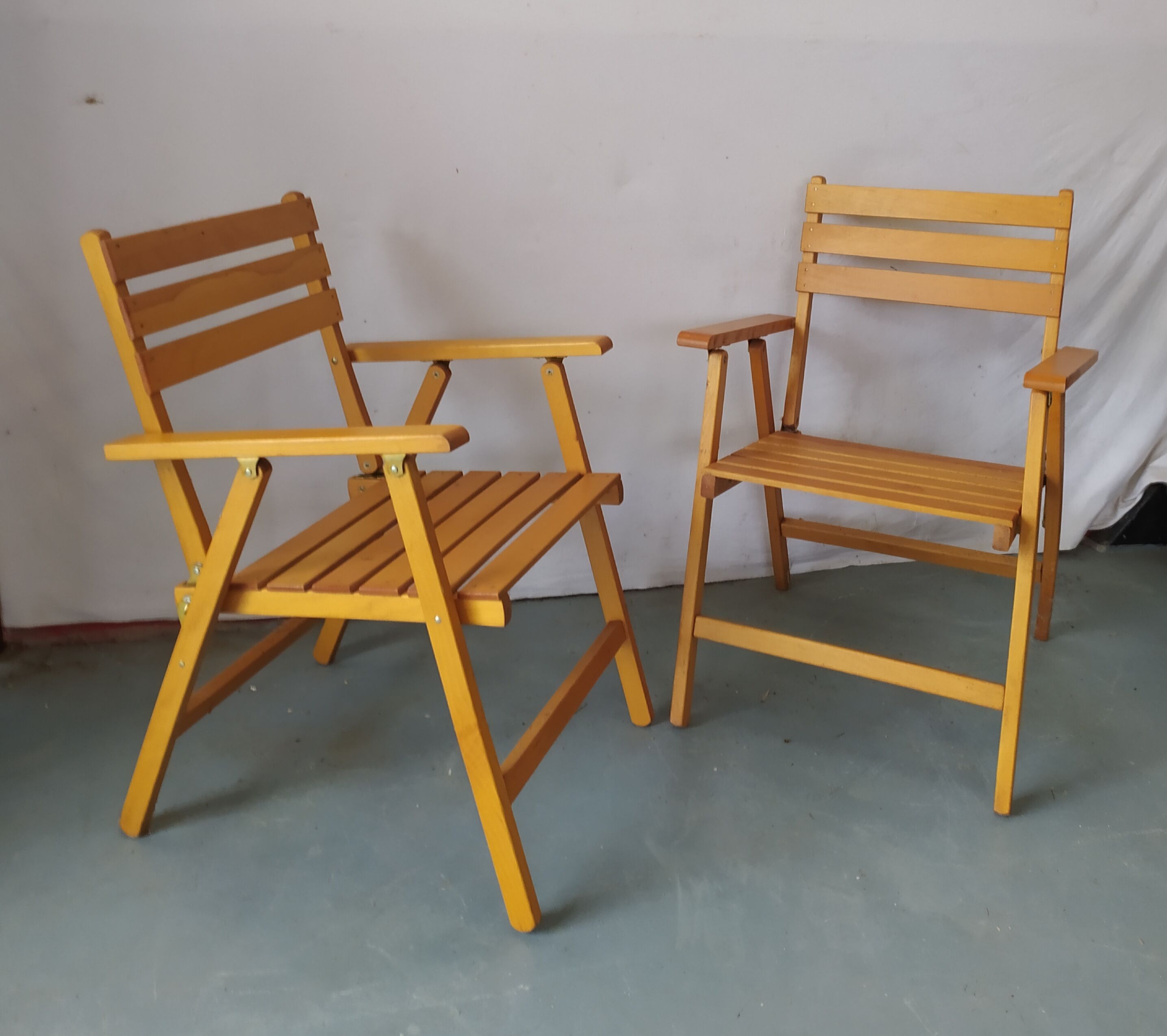 Paire de fauteuils de jardin pliants pieds compas Dejou