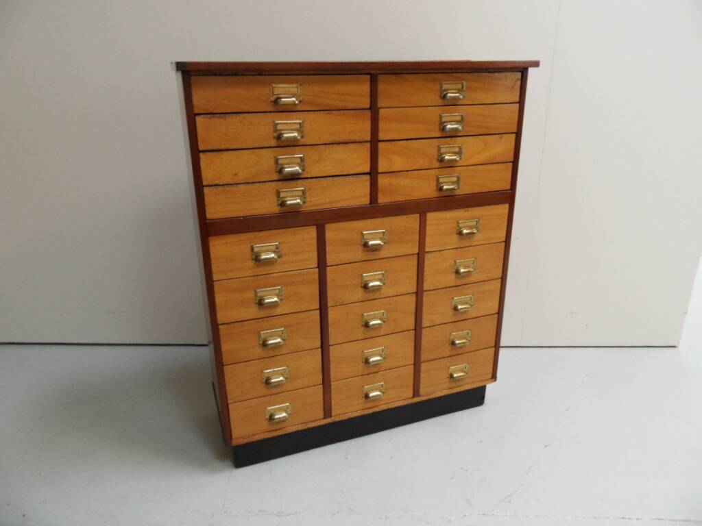 Vintage mahogany filing cabinet with drawers 1950's