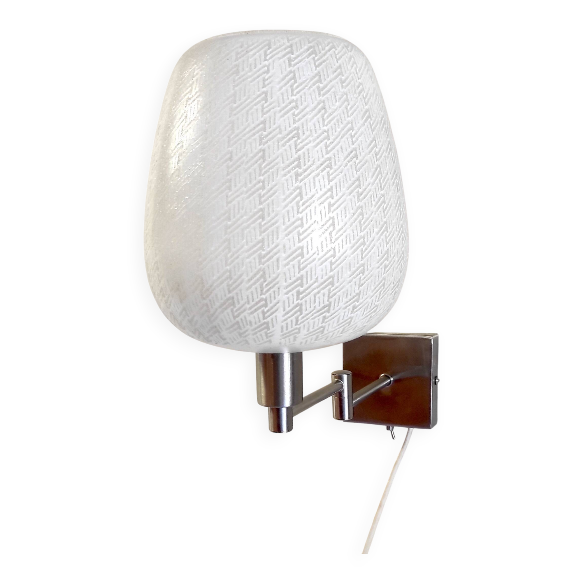 Wall lamp - reading light in chromed metal and opaline globe - 20th century