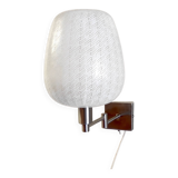 Wall lamp - reading light in chromed metal and opaline globe - 20th century