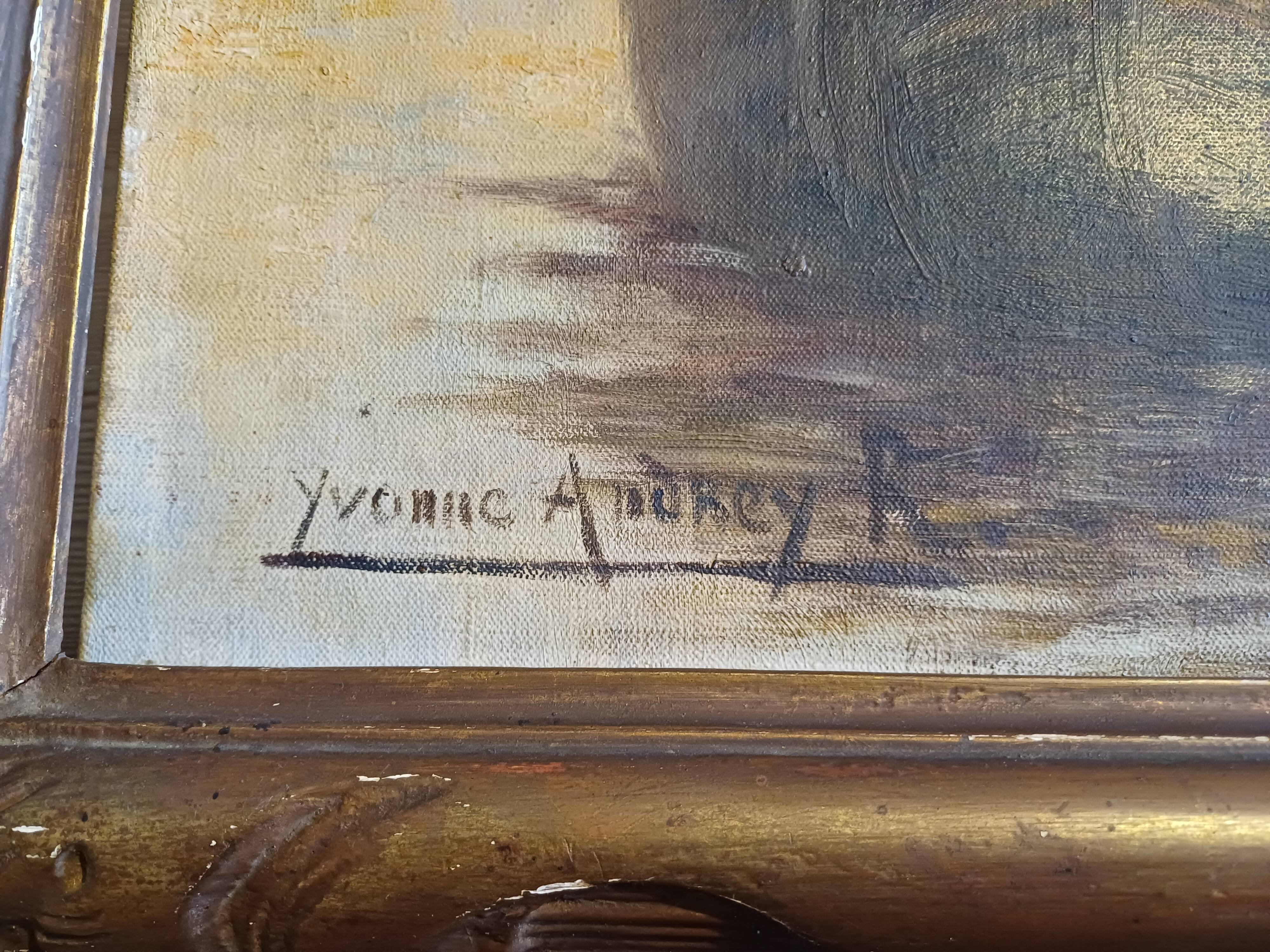 Oil on Canvas 19th Yvonac Annurey R "Barge"