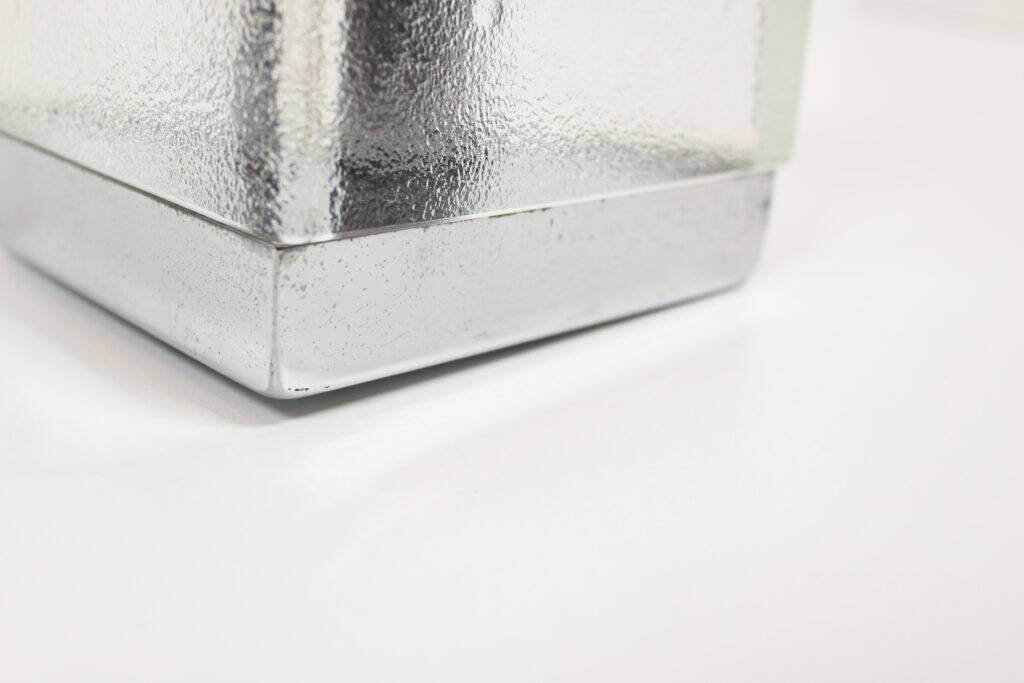 Set (2) of metal and ice glass 'cube' wall lights, Germany 1970s