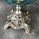 Regulated kerosene lamp foot baroque style blue glass bowl