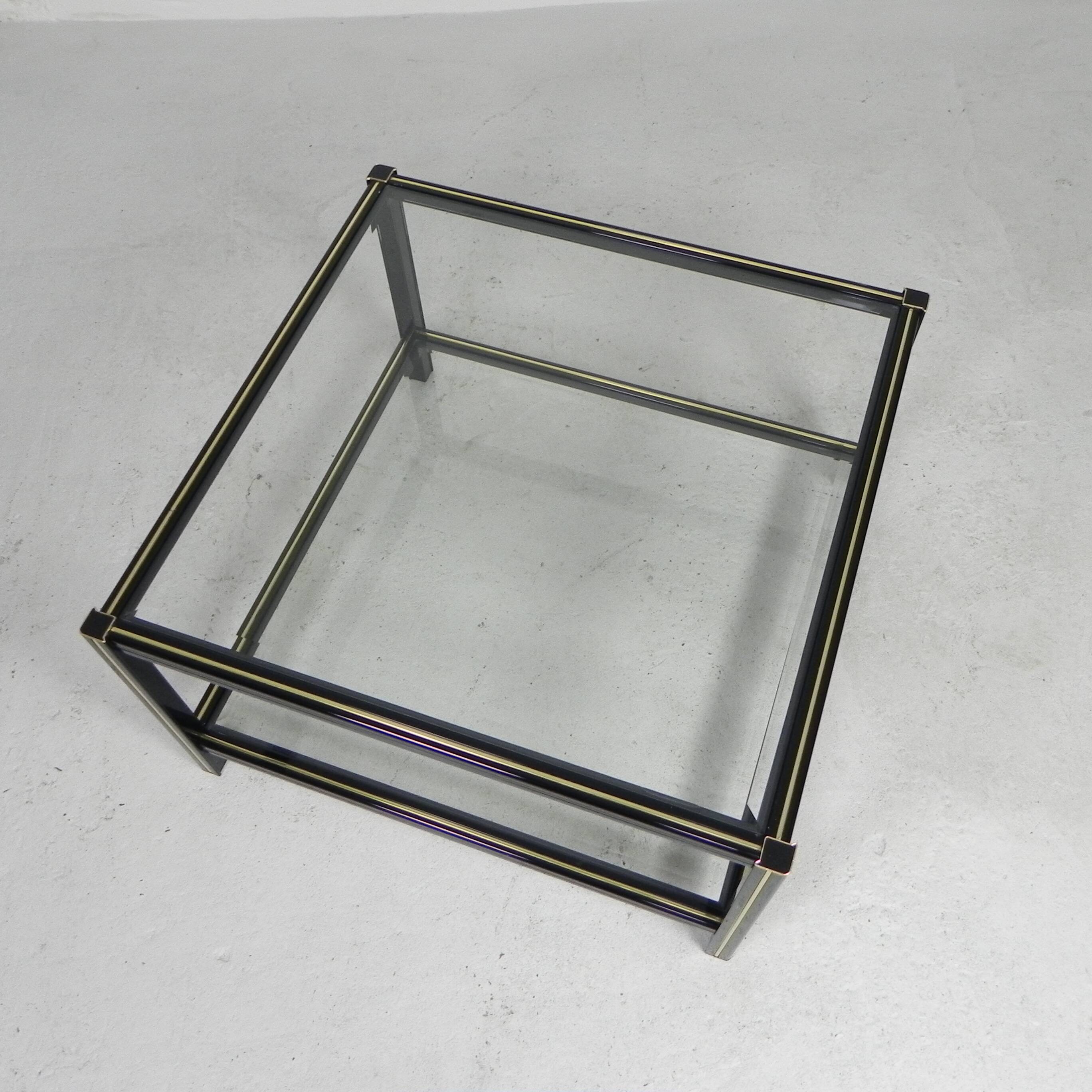 Hollywood Regency coffee table with 2 faceted glass plates, 1970s