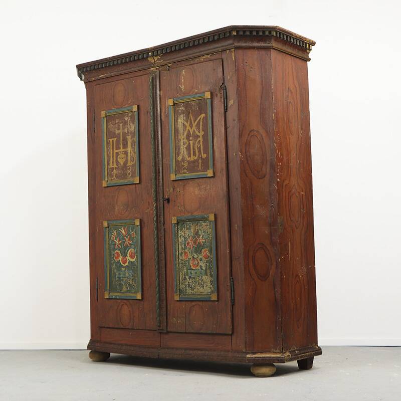 Painted Folk Art Bridal Cupboard