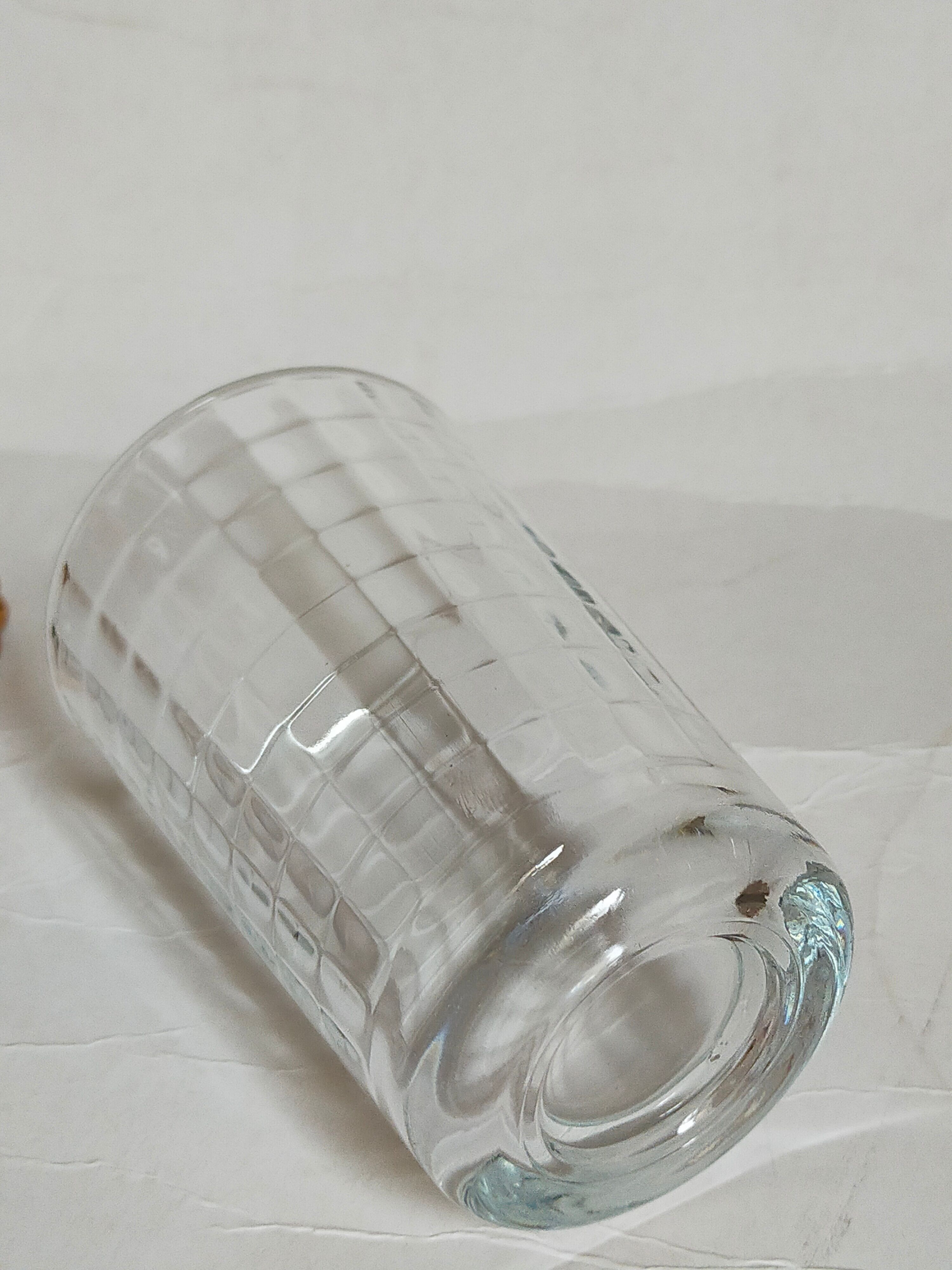 Six vintage 50s glasses in braided rattan cases