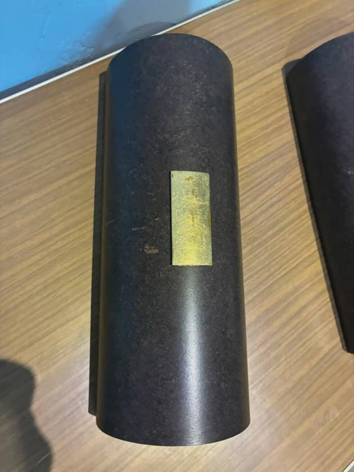 Pair of Menzel Leuchten cylindrical wall lights, brass details, 1990s