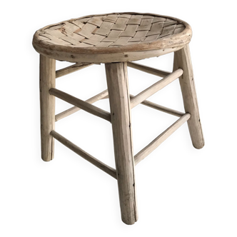 Tabouret traditionnel en châtaignier 1960