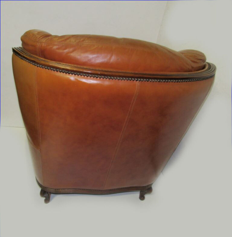 Louis XV style tawny leather chair