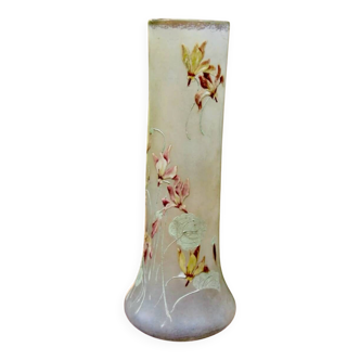 Magnificent Legras Art Nouveau vase from 1900 in frosted enamelled glass.