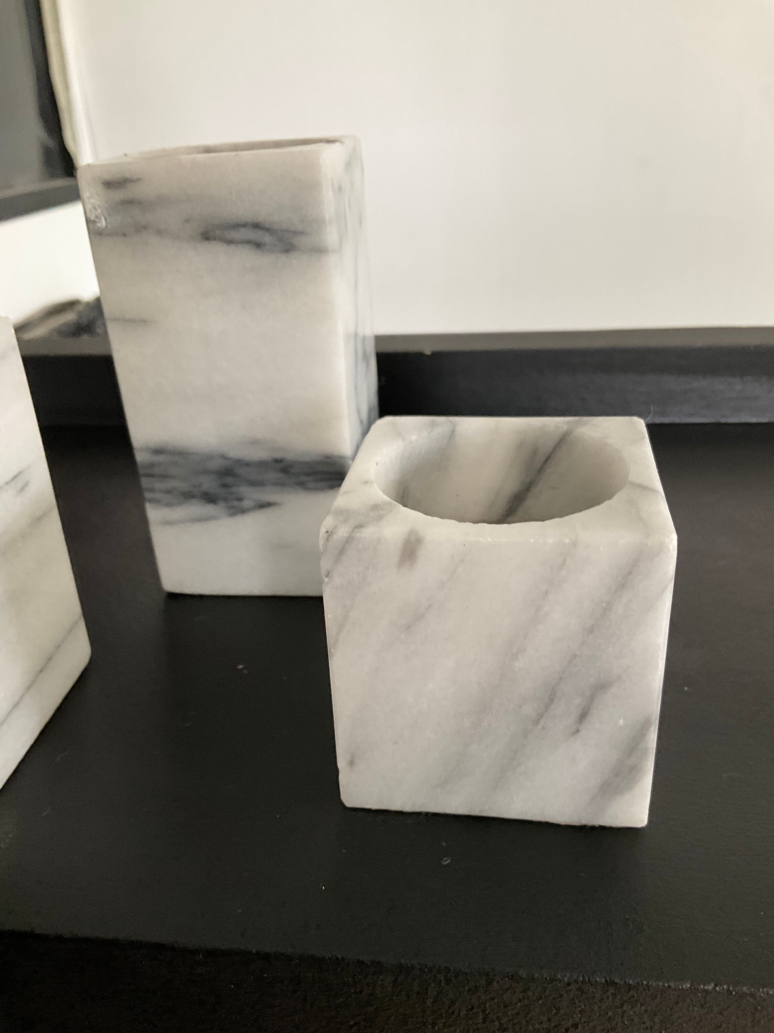 Trio Of marble candle holders from the 70s