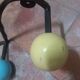 Vintage wall coat rack "Atomic" in wrought iron with multicoloured balls.