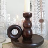Vintage wooden bedroom candle holder