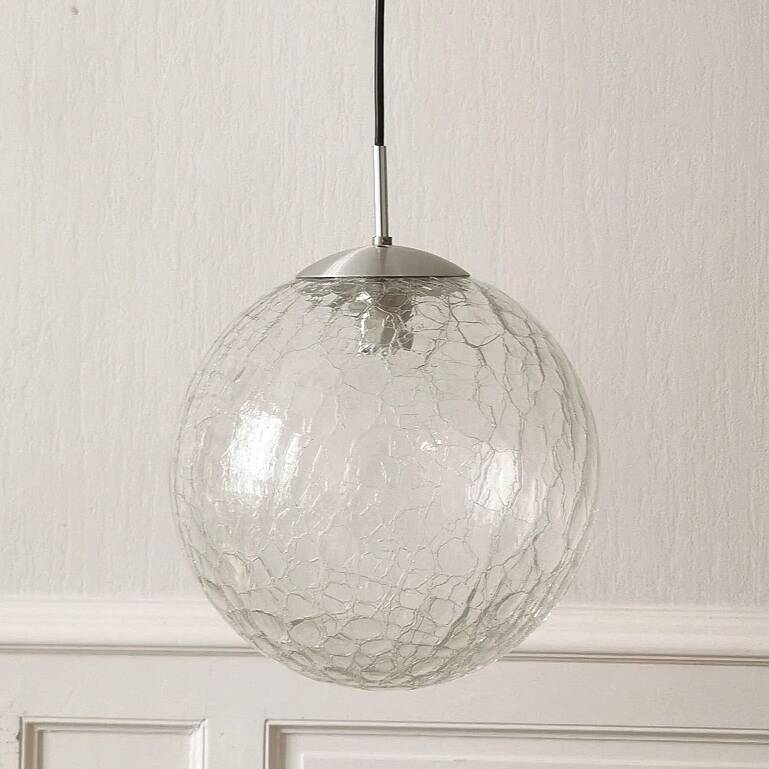 Suspension globe cracked glass Raak design, 1970
