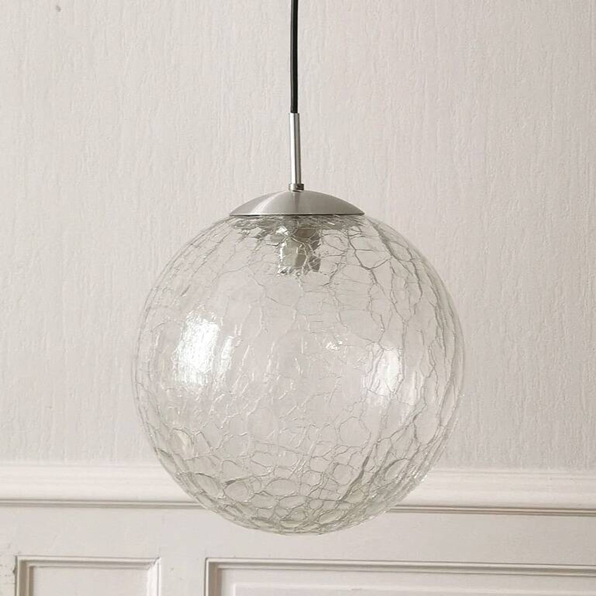 Suspension globe cracked glass Raak design, 1970