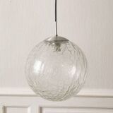 Suspension globe verre craquelé raak design, 1970