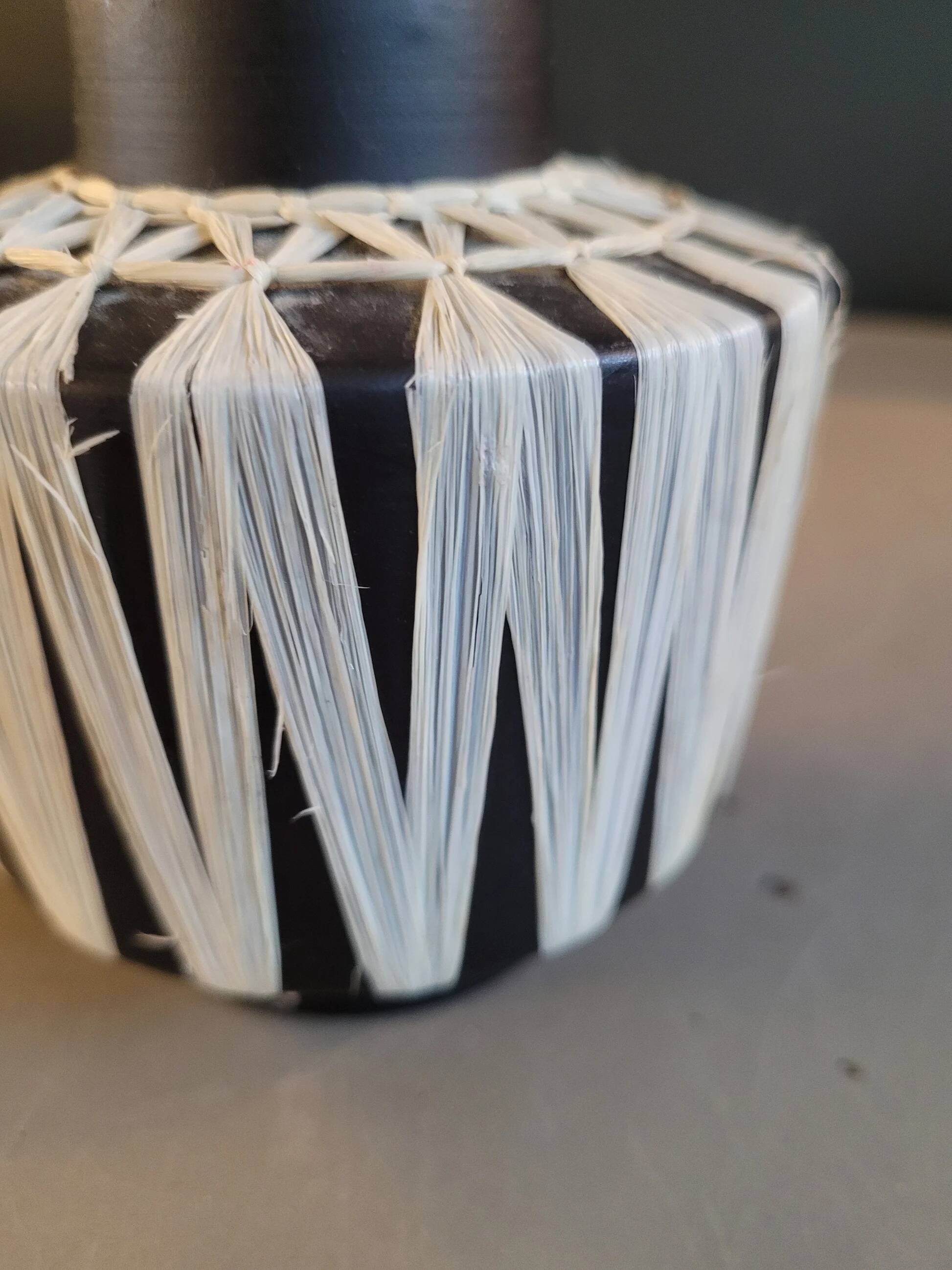 Austrian vase from the 50s-60s with raffia weaving.