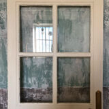 Old wooden glass door