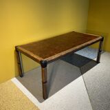 Bamboo And Burlwood Top Dining Table, Italy, 1970's