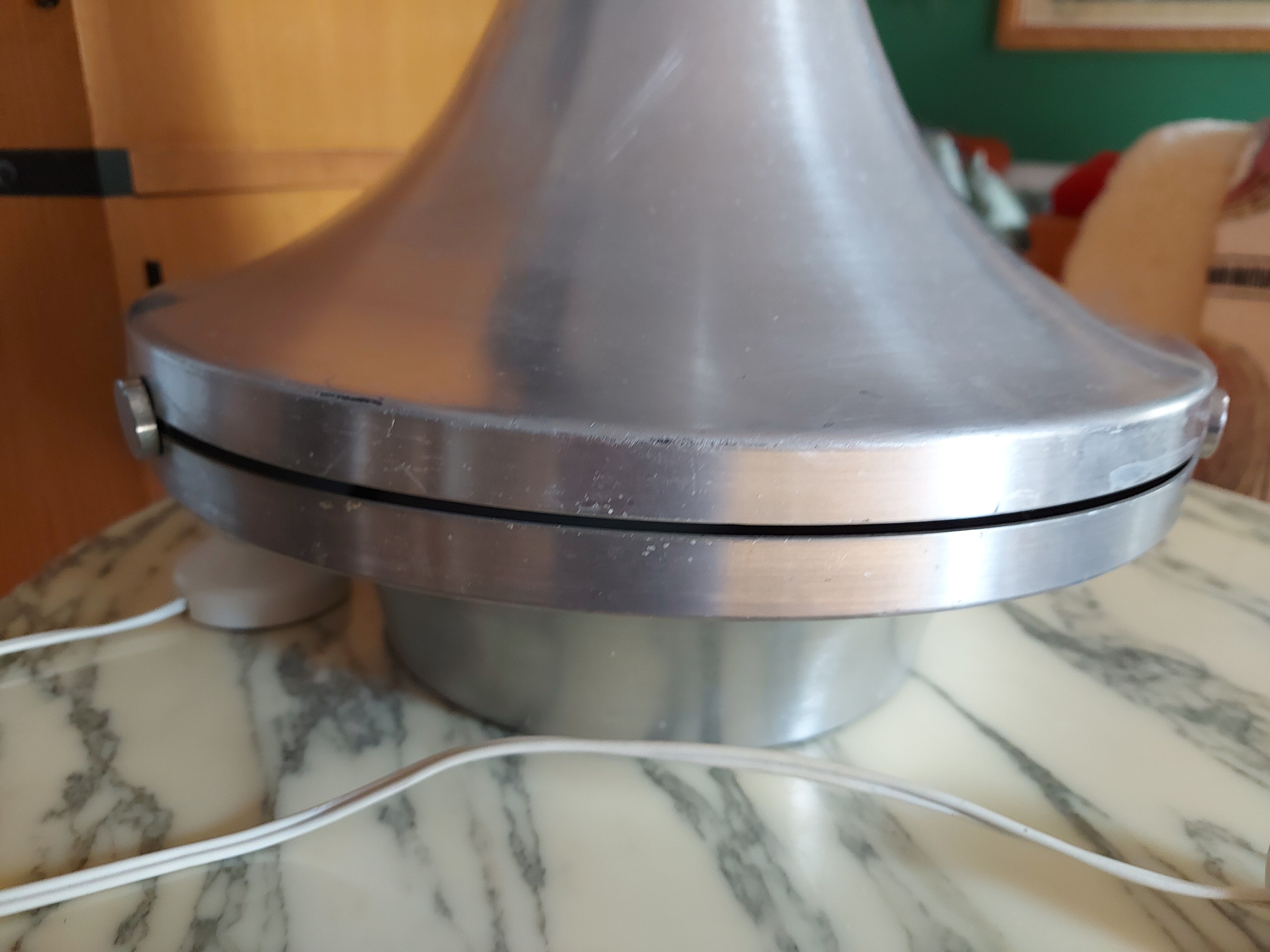 Large foot of vintage lamp brushed aluminum (double lighting)