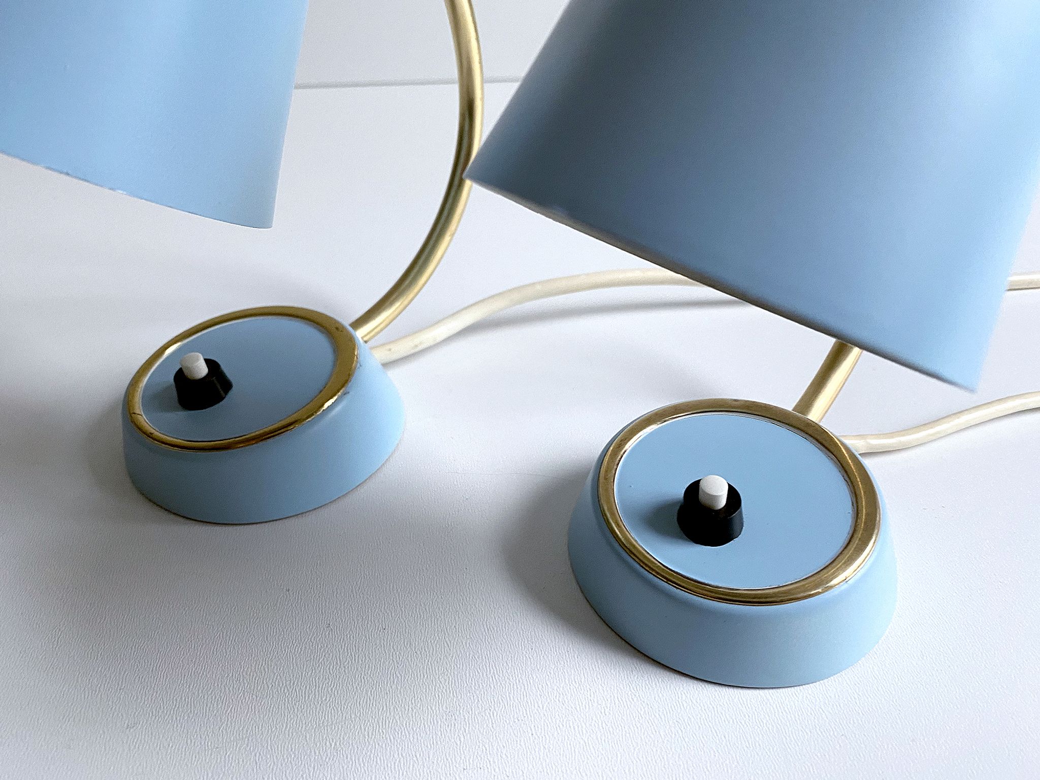 Pair of vintage table or bedside lamps, brass, 50s 60s