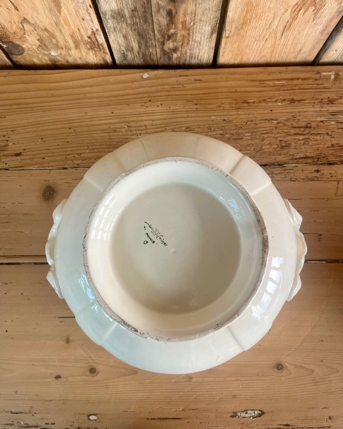 White iron earth soup tureen Sarreguemines