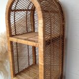 Vintage rattan shelf bookcase