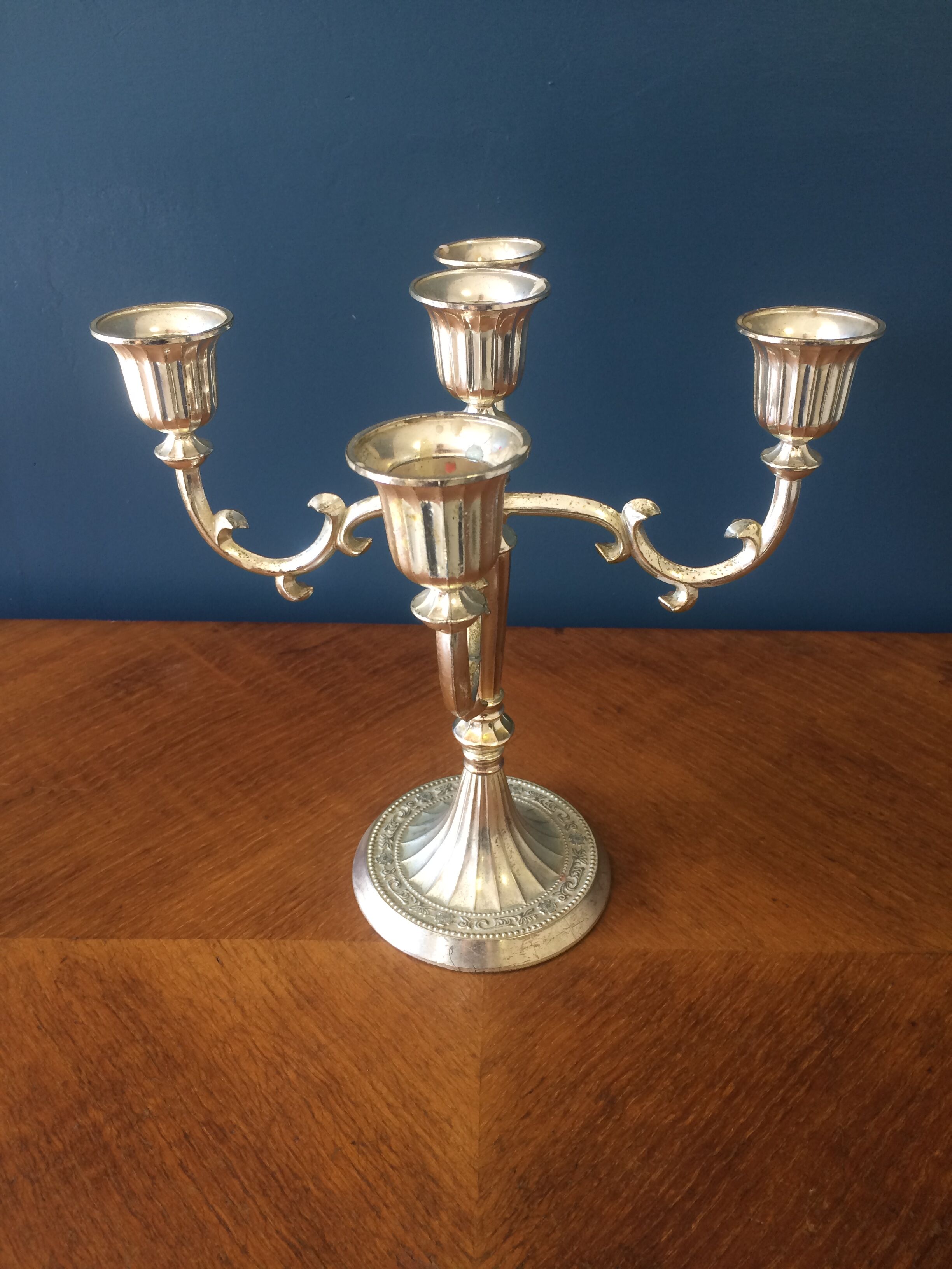 Antique candlestick in silver metal