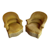2 vintage frog chairs from the 50s/60s – Textured mustard velvet fabric