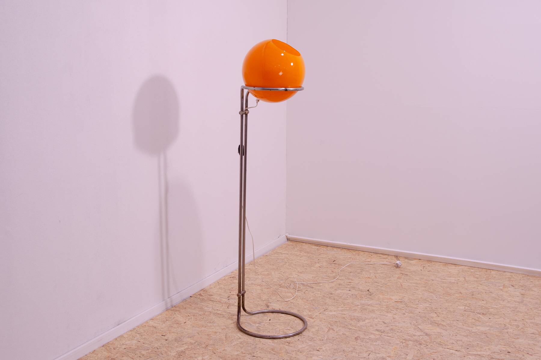 Atomic age Orange glass floor lamp by Tibor Hazi, Hungary, 1973