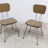 Paire de chaises Formica 1970 pieds Eiffel marron