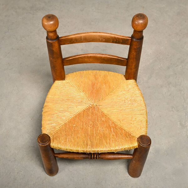 Fauteuil bas FireSide en chêne et corde à papier attribué à Charles Dudouyt, France