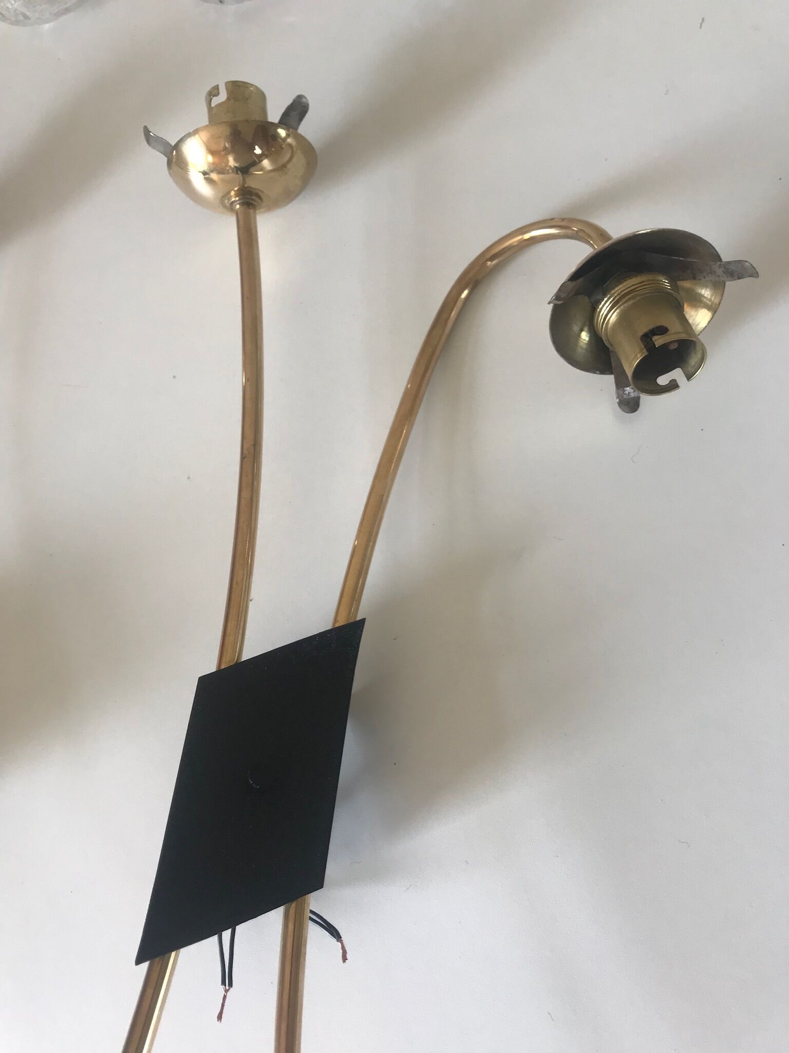 Pair of vintage brass double wall light design 60 years