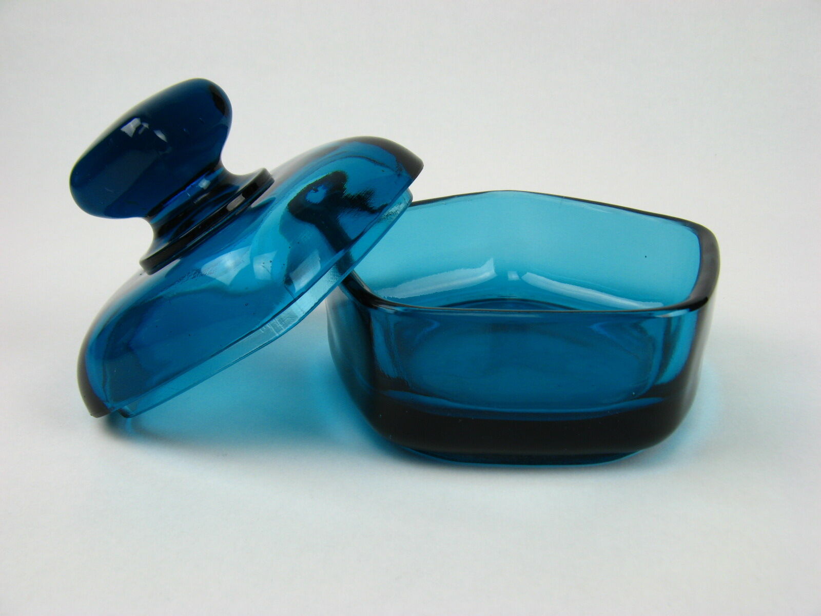 Blue glass candy box