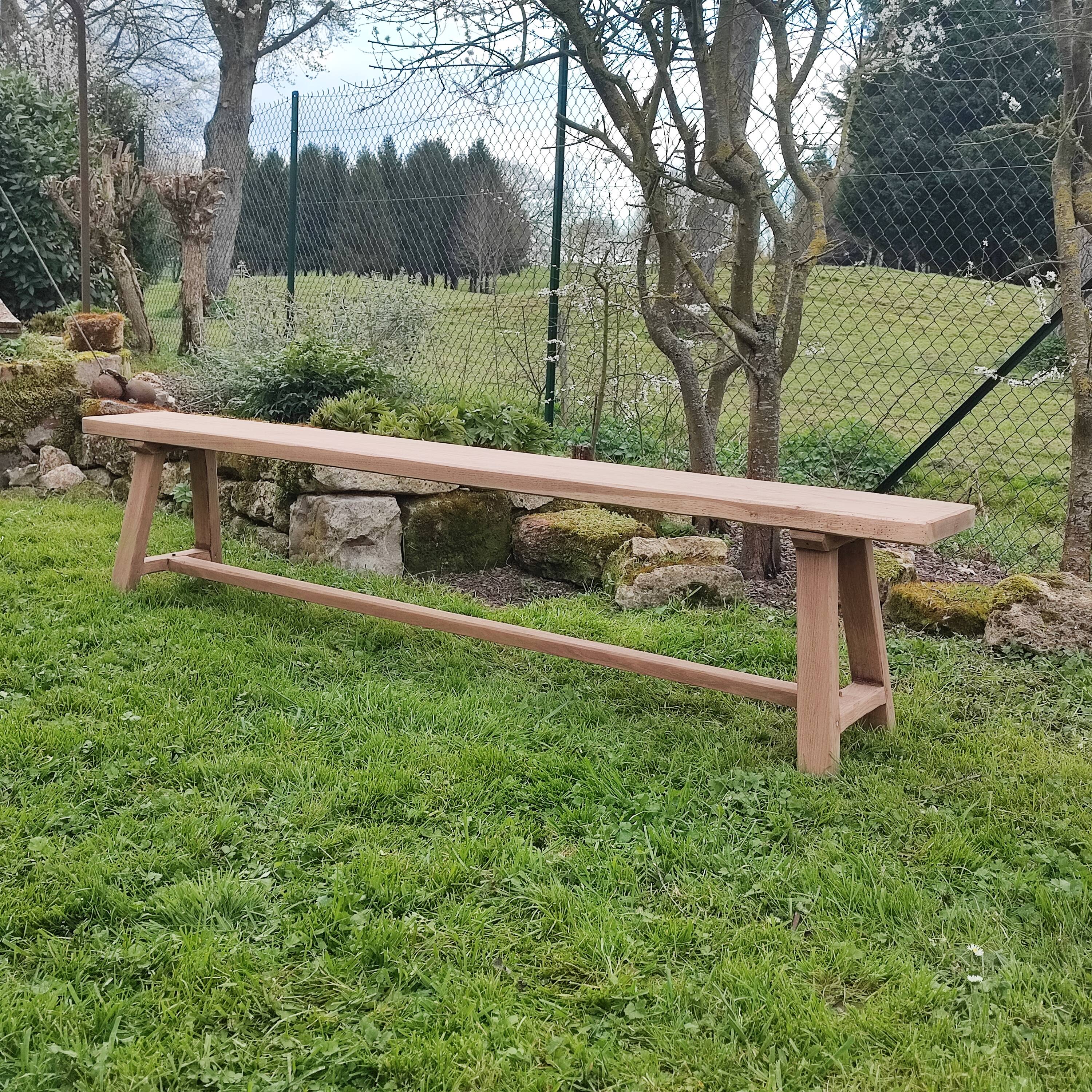Solid oak farm bench